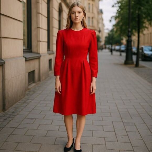 Red Dress 100 percent Silk - Picture 3 of 13